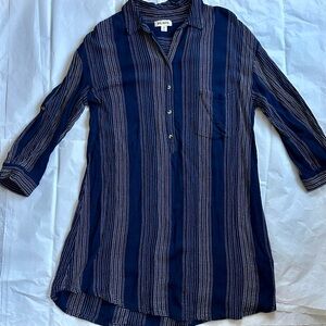 Rag Poets Blue Striped Shirt Dress